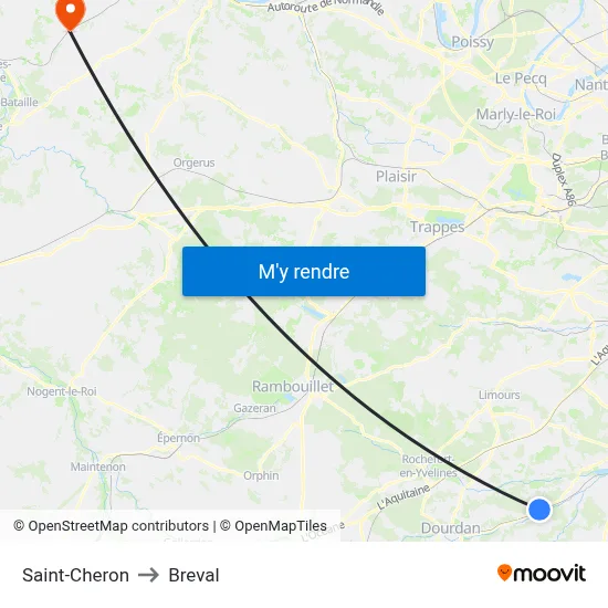 Saint-Cheron to Breval map