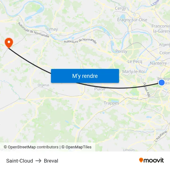 Saint-Cloud to Breval map