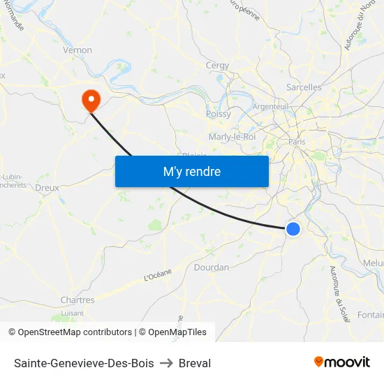 Sainte-Genevieve-Des-Bois to Breval map