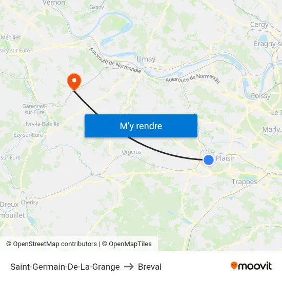 Saint-Germain-De-La-Grange to Breval map