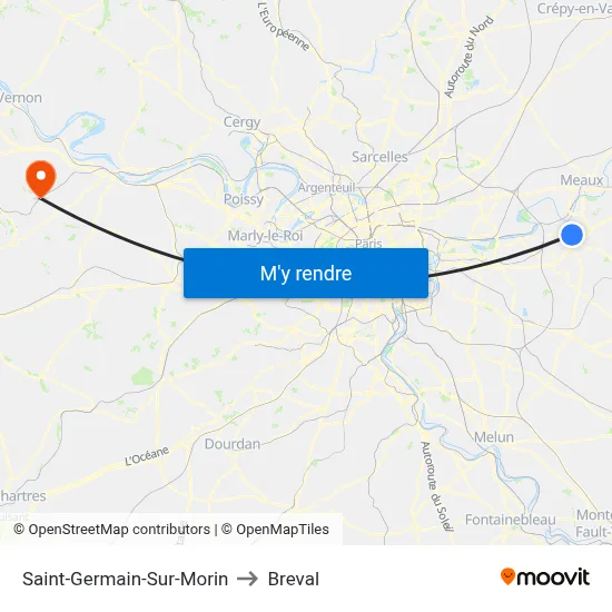 Saint-Germain-Sur-Morin to Breval map