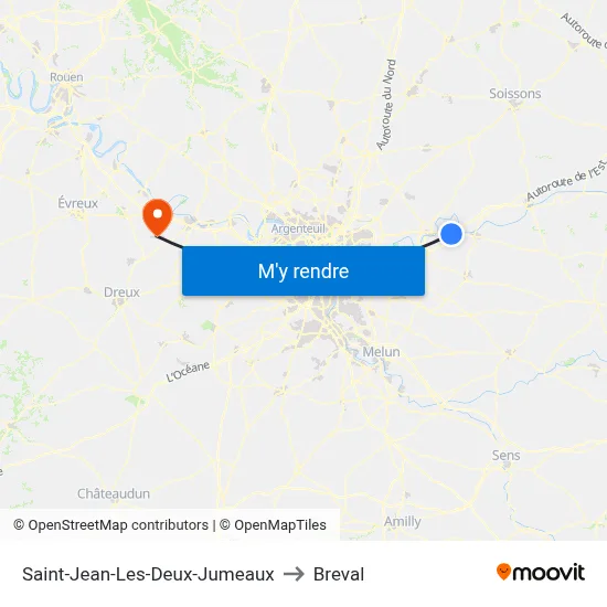 Saint-Jean-Les-Deux-Jumeaux to Breval map