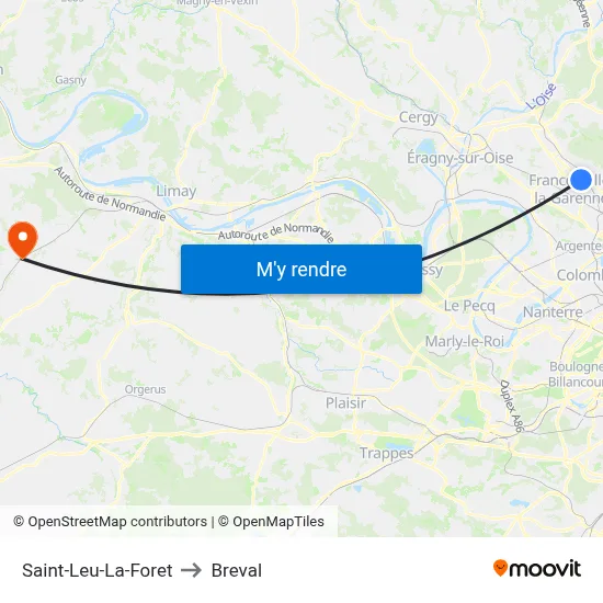 Saint-Leu-La-Foret to Breval map