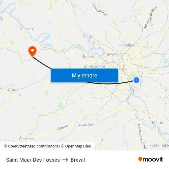 Saint-Maur-Des-Fosses to Breval map