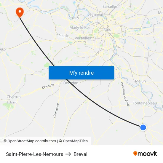 Saint-Pierre-Les-Nemours to Breval map
