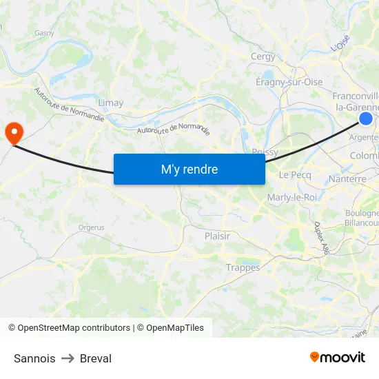 Sannois to Breval map