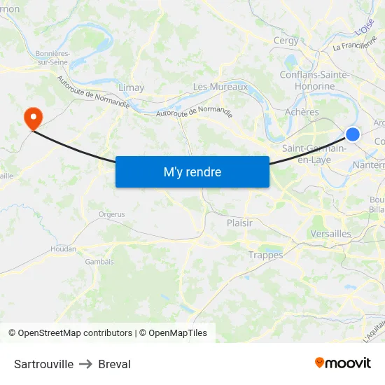Sartrouville to Breval map