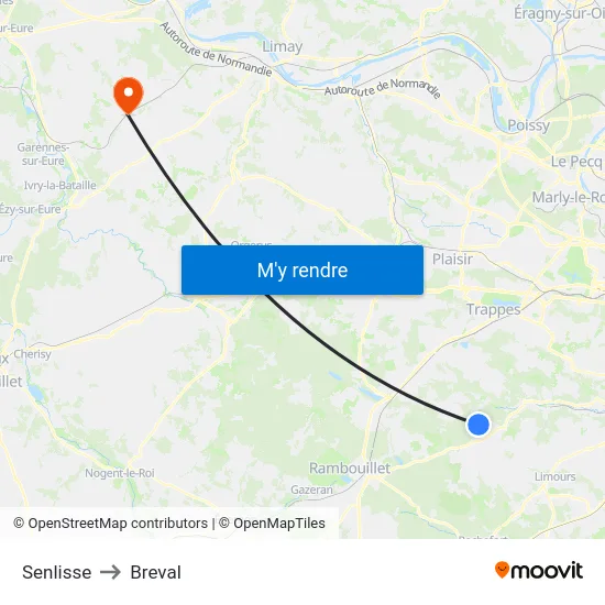 Senlisse to Breval map