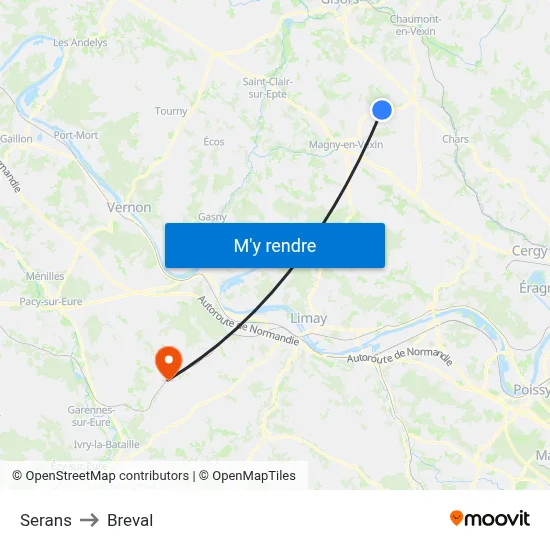 Serans to Breval map