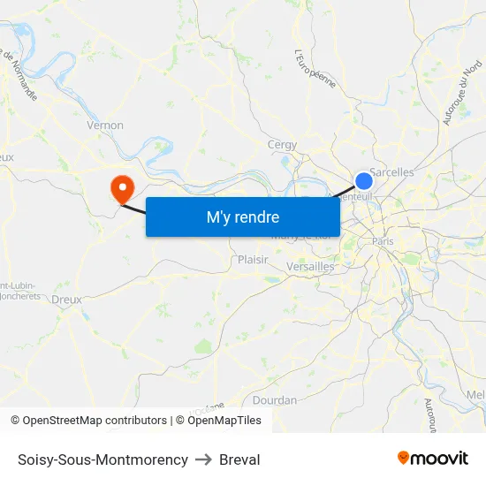 Soisy-Sous-Montmorency to Breval map
