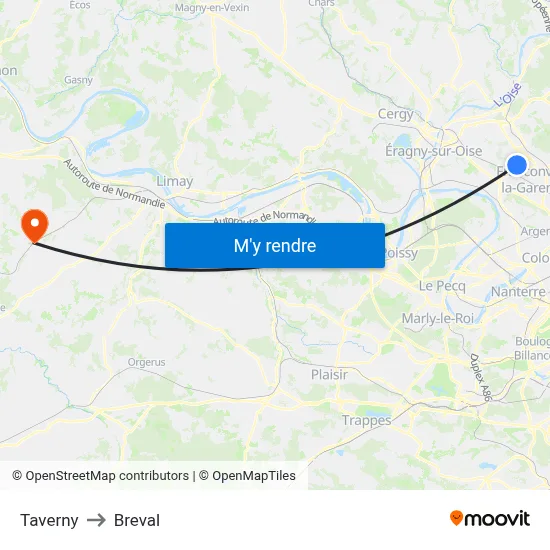 Taverny to Breval map