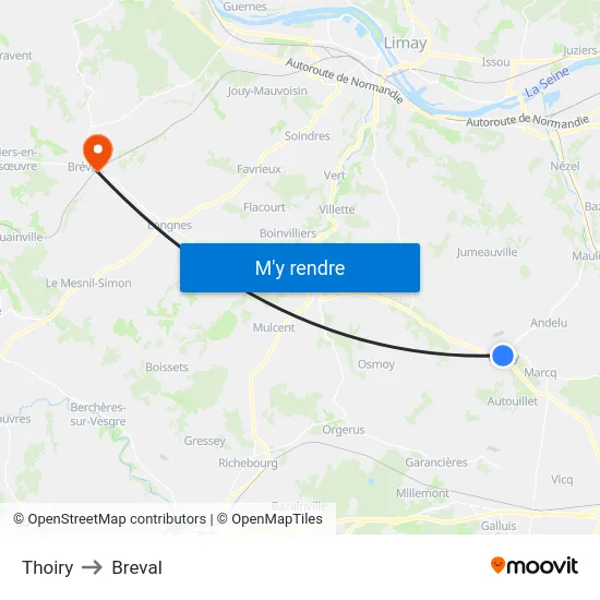Thoiry to Breval map