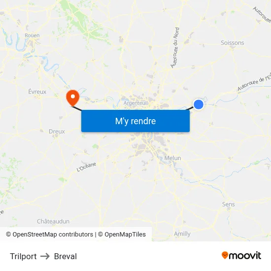 Trilport to Breval map