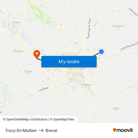 Trocy-En-Multien to Breval map