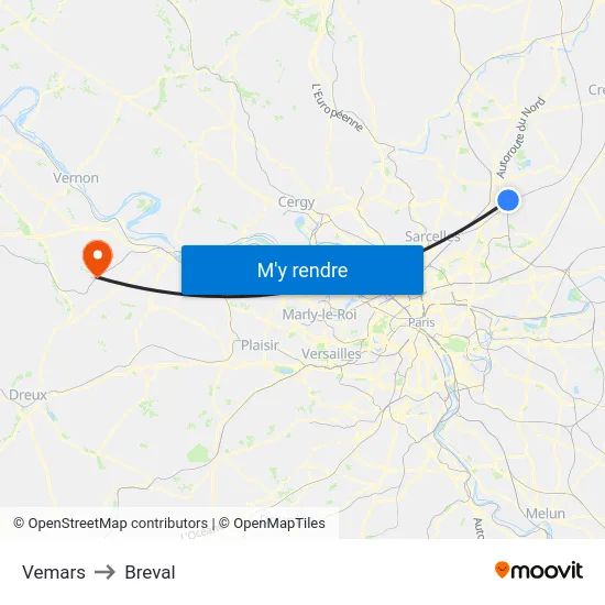 Vemars to Breval map