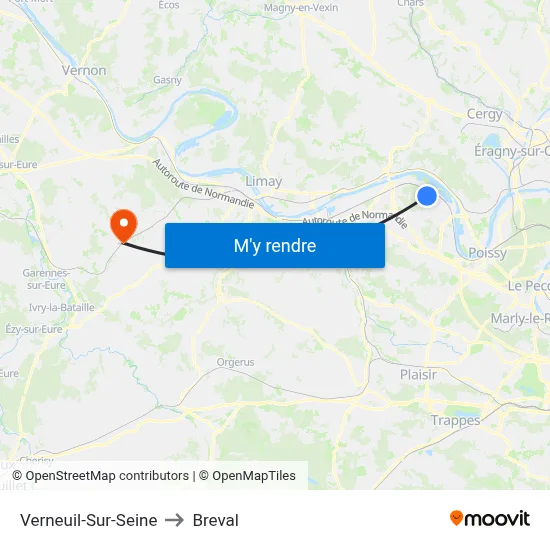 Verneuil-Sur-Seine to Breval map