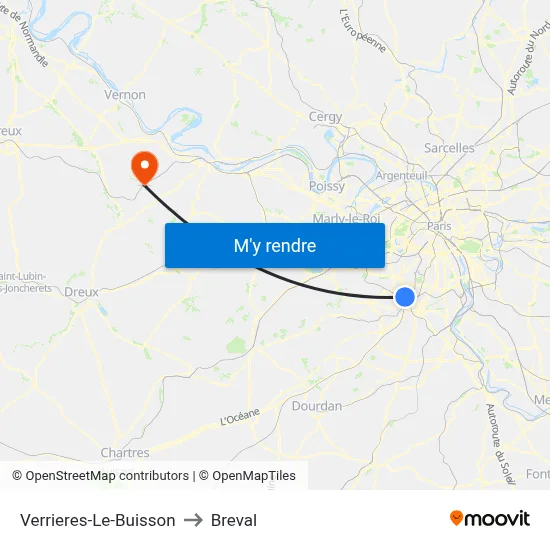 Verrieres-Le-Buisson to Breval map