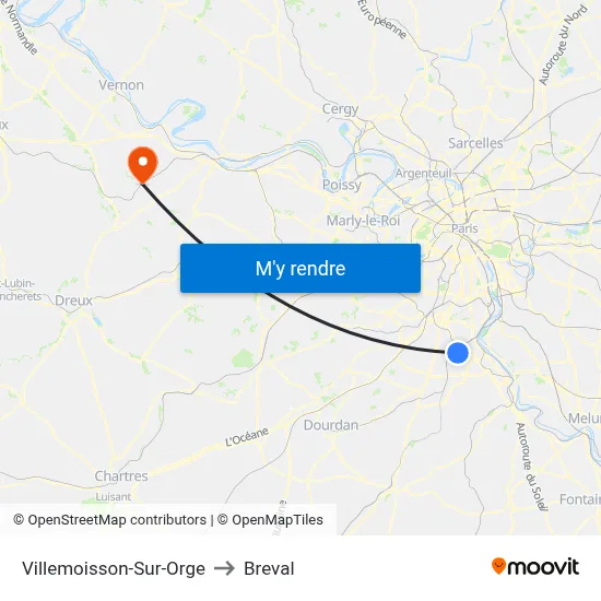 Villemoisson-Sur-Orge to Breval map