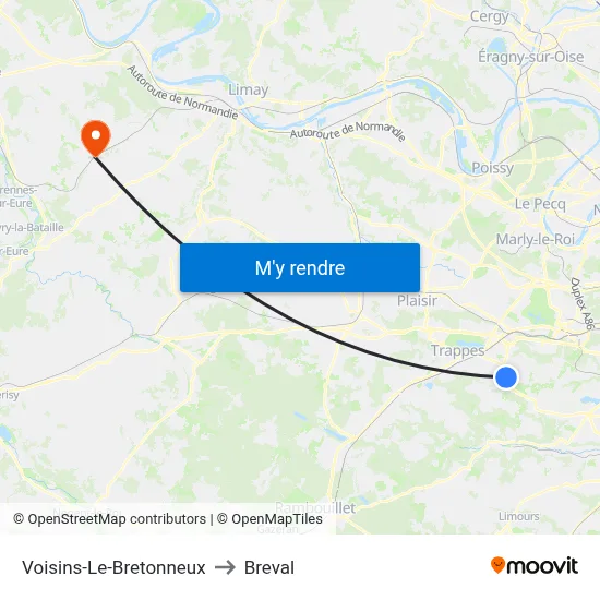 Voisins-Le-Bretonneux to Breval map