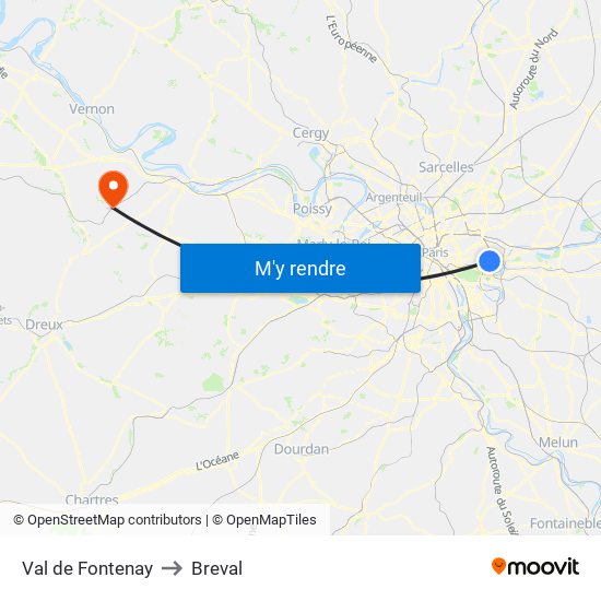 Val de Fontenay to Breval map