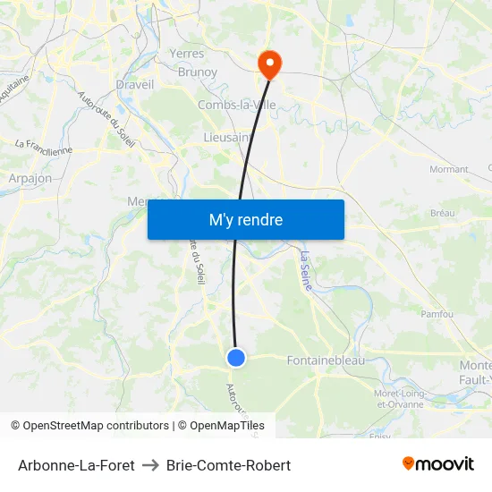 Arbonne-La-Foret to Brie-Comte-Robert map