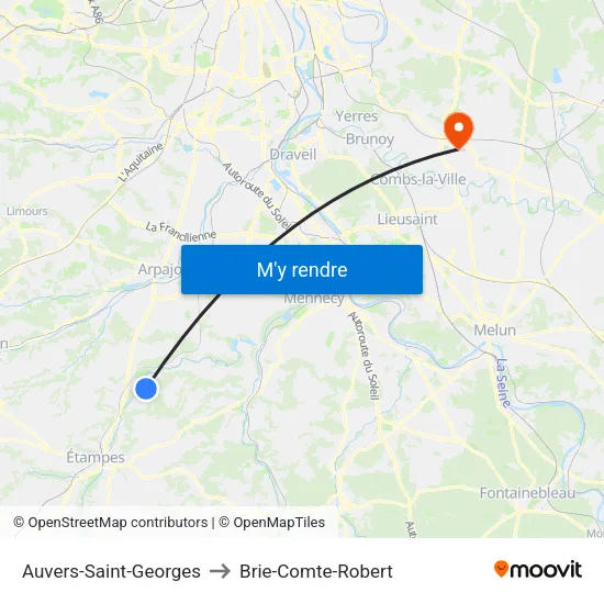 Auvers-Saint-Georges to Brie-Comte-Robert map