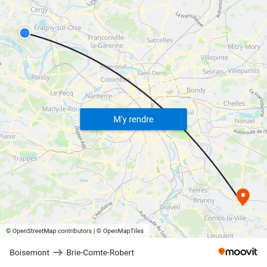 Boisemont to Brie-Comte-Robert map