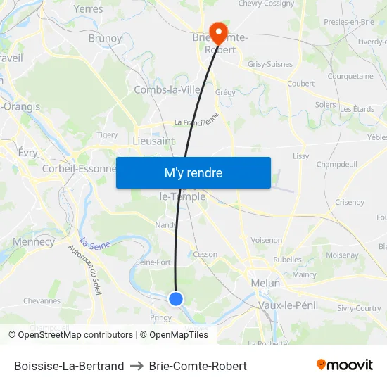 Boissise-La-Bertrand to Brie-Comte-Robert map