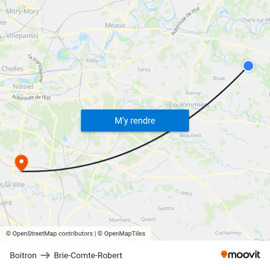 Boitron to Brie-Comte-Robert map