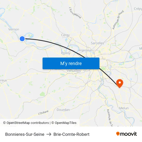 Bonnieres-Sur-Seine to Brie-Comte-Robert map