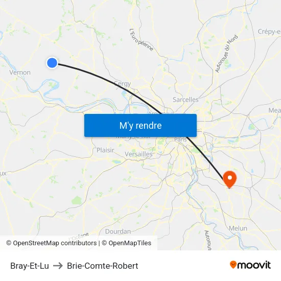 Bray-Et-Lu to Brie-Comte-Robert map