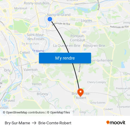 Bry-Sur-Marne to Brie-Comte-Robert map