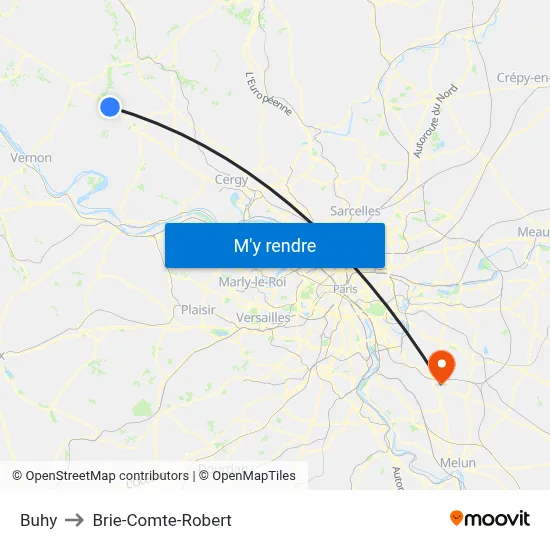 Buhy to Brie-Comte-Robert map