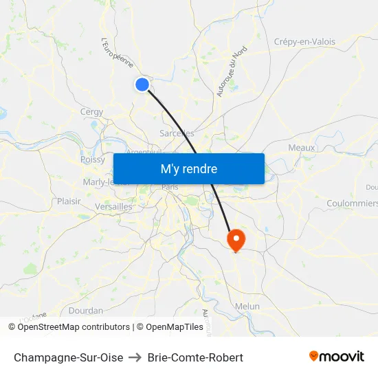 Champagne-Sur-Oise to Brie-Comte-Robert map