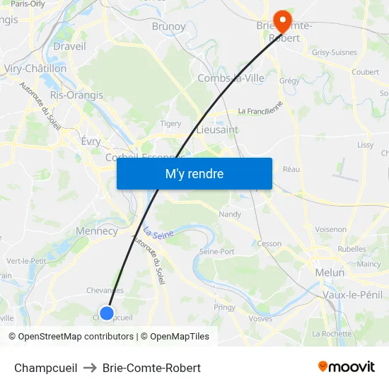 Champcueil to Brie-Comte-Robert map
