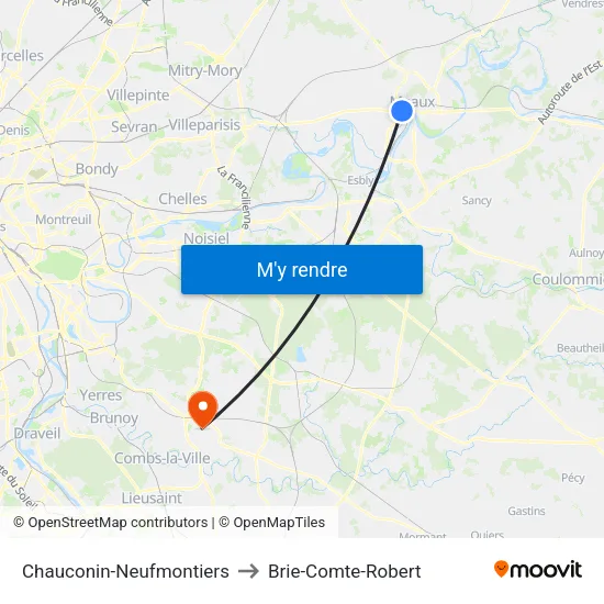 Chauconin-Neufmontiers to Brie-Comte-Robert map