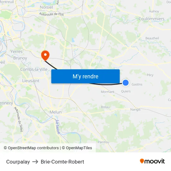 Courpalay to Brie-Comte-Robert map