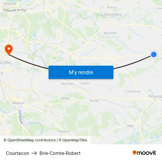 Courtacon to Brie-Comte-Robert map