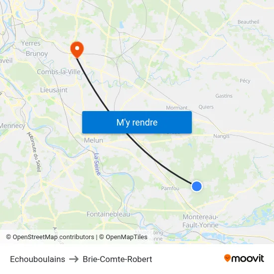 Echouboulains to Brie-Comte-Robert map