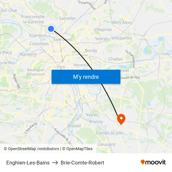 Enghien-Les-Bains to Brie-Comte-Robert map