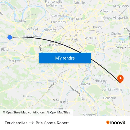 Feucherolles to Brie-Comte-Robert map