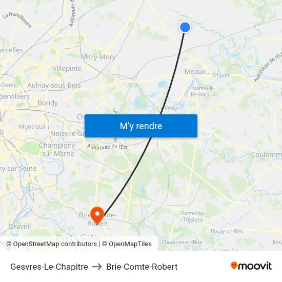 Gesvres-Le-Chapitre to Brie-Comte-Robert map