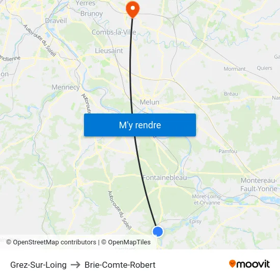 Grez-Sur-Loing to Brie-Comte-Robert map