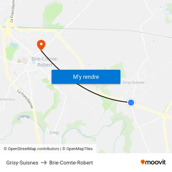 Grisy-Suisnes to Brie-Comte-Robert map