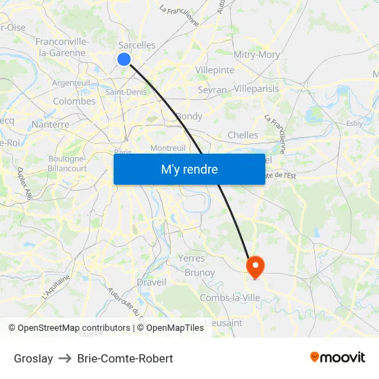 Groslay to Brie-Comte-Robert map
