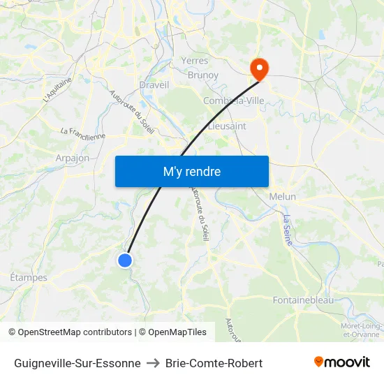 Guigneville-Sur-Essonne to Brie-Comte-Robert map