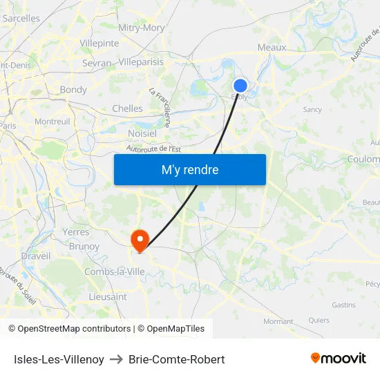 Isles-Les-Villenoy to Brie-Comte-Robert map
