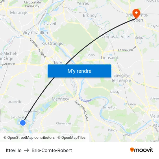 Itteville to Brie-Comte-Robert map