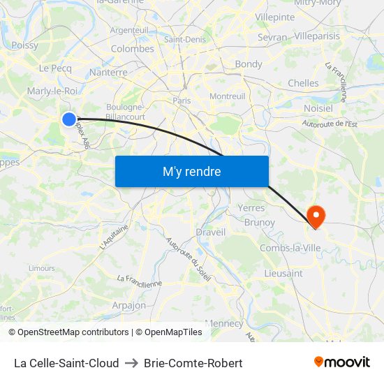 La Celle-Saint-Cloud to Brie-Comte-Robert map