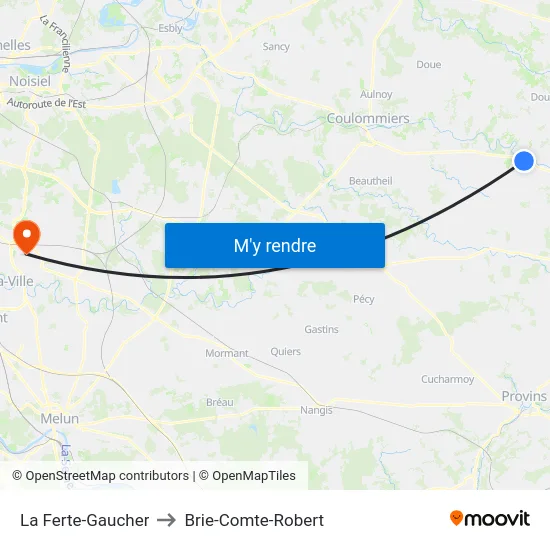 La Ferte-Gaucher to Brie-Comte-Robert map